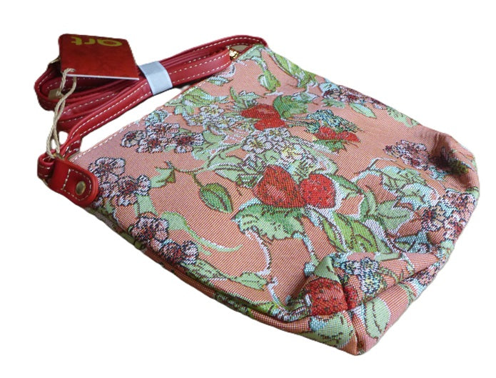 Signare Tapestry Wild Strawberry Crossbody Sling Bag