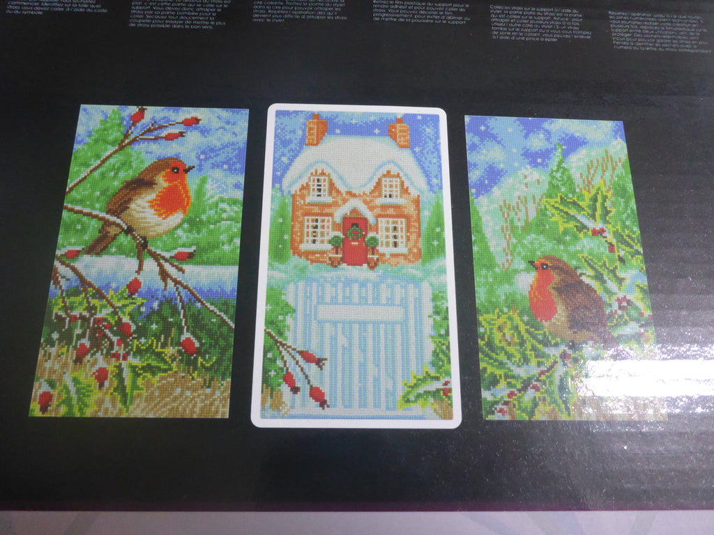 Craft Buddy Snowy House Robins Crystal Art Triptych Canvas Kit — Set of 3
