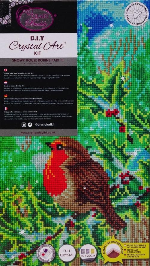 Craft Buddy Snowy House Robins Crystal Art Triptych Canvas Kit — Set of 3