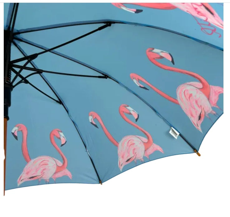 Soake Emily Smith Art Walking Stick Umbrella Flossy and Amber Flamingo