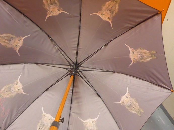 Soake Emily Smith Art Walking Stick Umbrella Heidi the Highland Cow