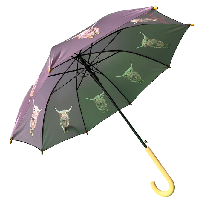Soake Emily Smith Art Walking Stick Umbrella Heidi the Highland Cow