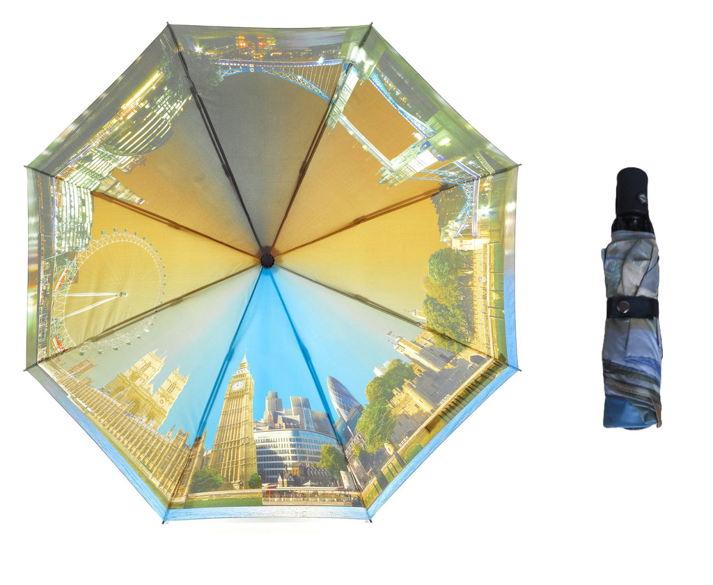 Soake Compact Folding Umbrella - London Day & Night Design