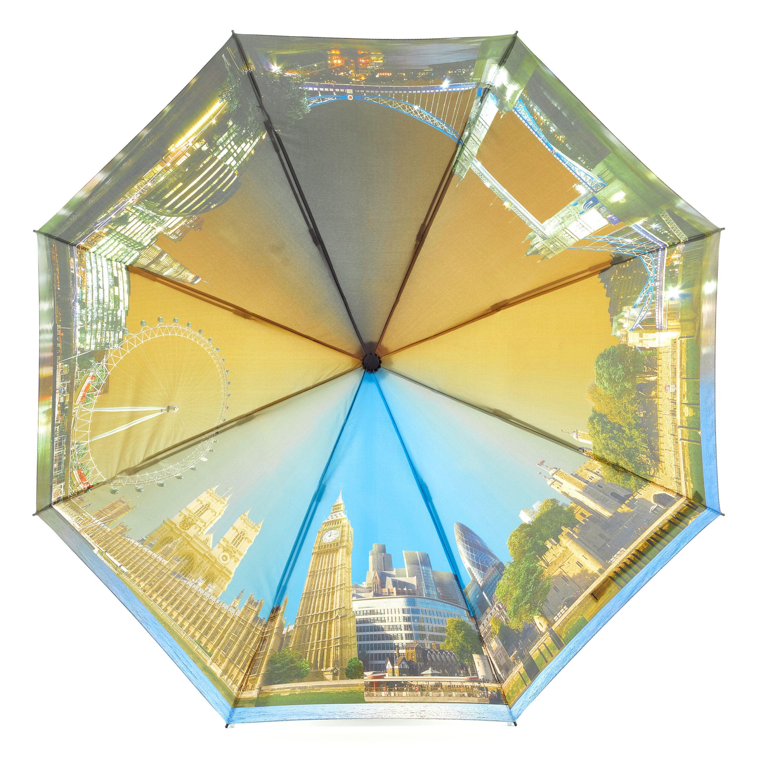 Soake Compact Folding Umbrella - London Day & Night Design