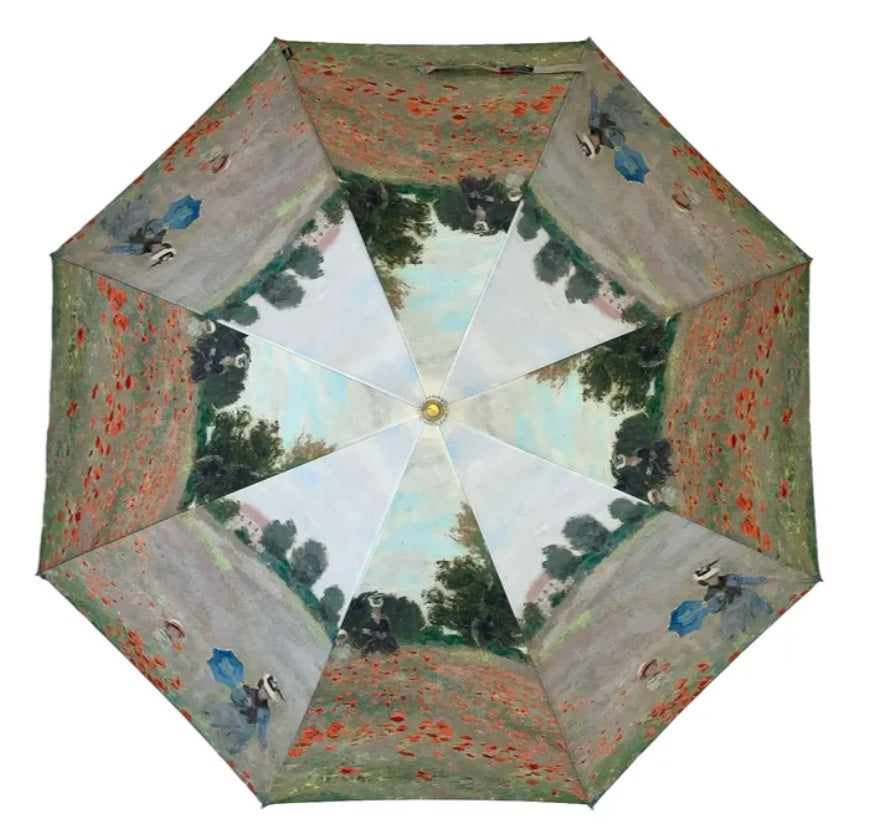 Soake Storm King Compact Folding Umbrella Monet's Poppy Fields