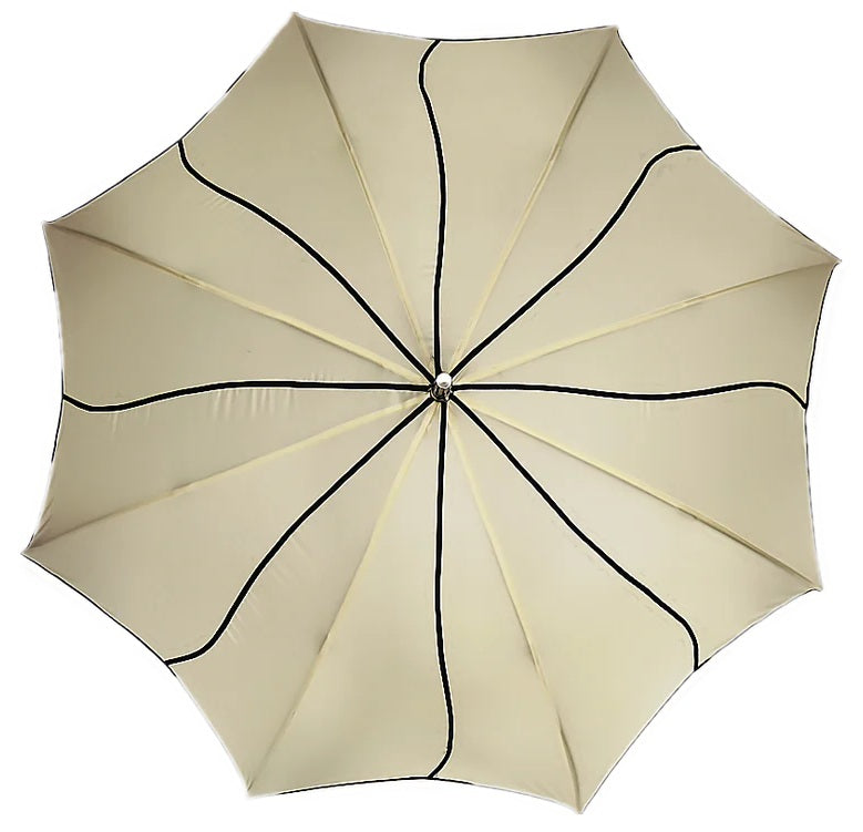 Soake Petal Swirl Walking Stick Umbrella Beige