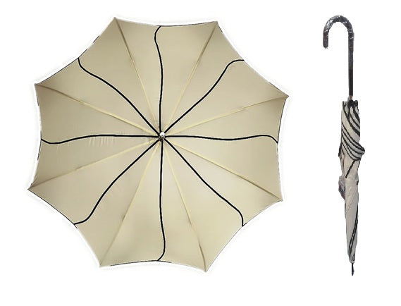 Soake Petal Swirl Walking Stick Umbrella Beige