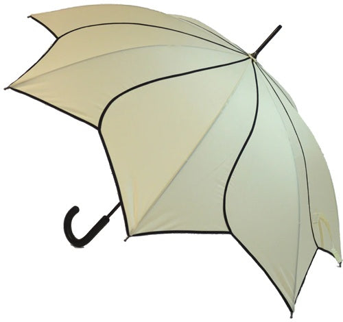 Soake Petal Swirl Walking Stick Umbrella Beige
