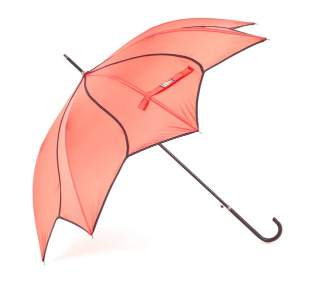 Soake Petal Swirl Walking Stick Umbrella Coral Orange