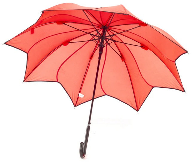 Soake Petal Swirl Walking Stick Umbrella Coral Orange