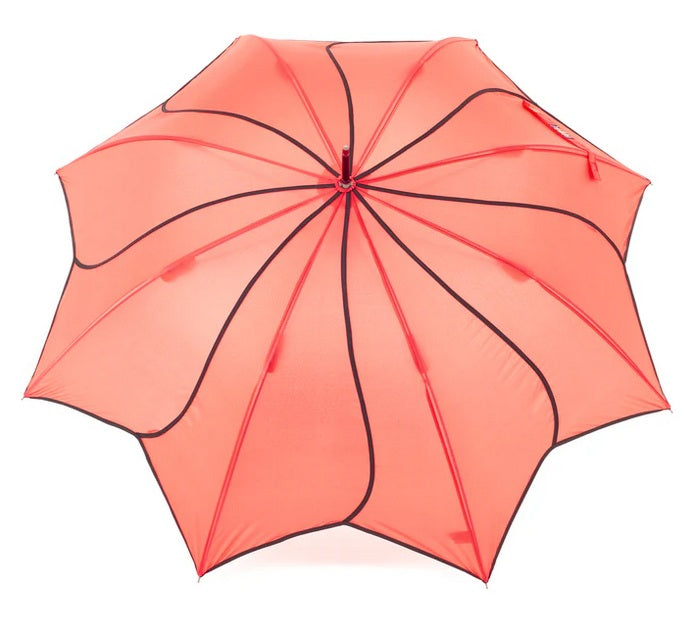 Soake Petal Swirl Walking Stick Umbrella Coral Orange