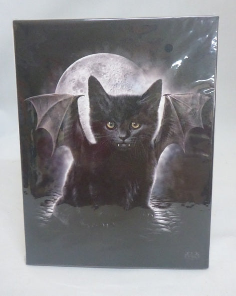 Spiral Direct Cat Bat Canvas Box Frame Wall Art 19 x 25cm
