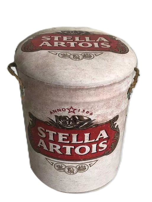 Kozzy Retro Design 2 in 1 Padded Storage Stool - Stella Artois Beer