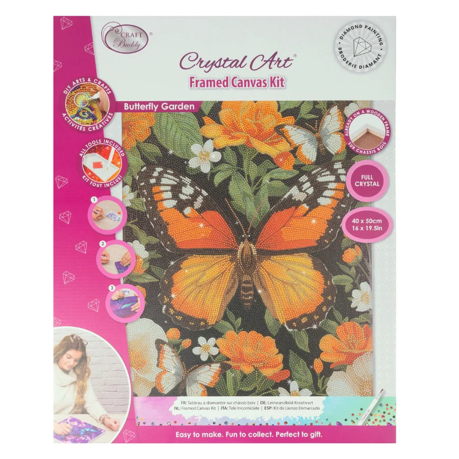 Craft Buddy Butterfly Garden Crystal Art Canvas Kit 40 x 50cm
