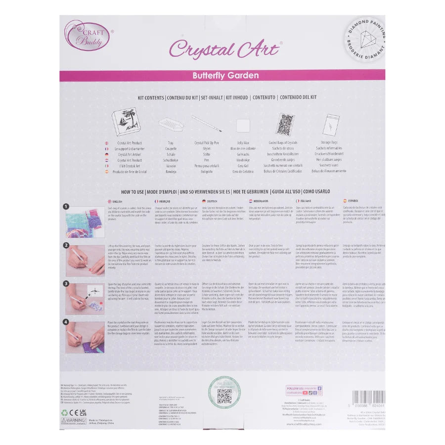 Craft Buddy Butterfly Garden Crystal Art Canvas Kit 40 x 50cm