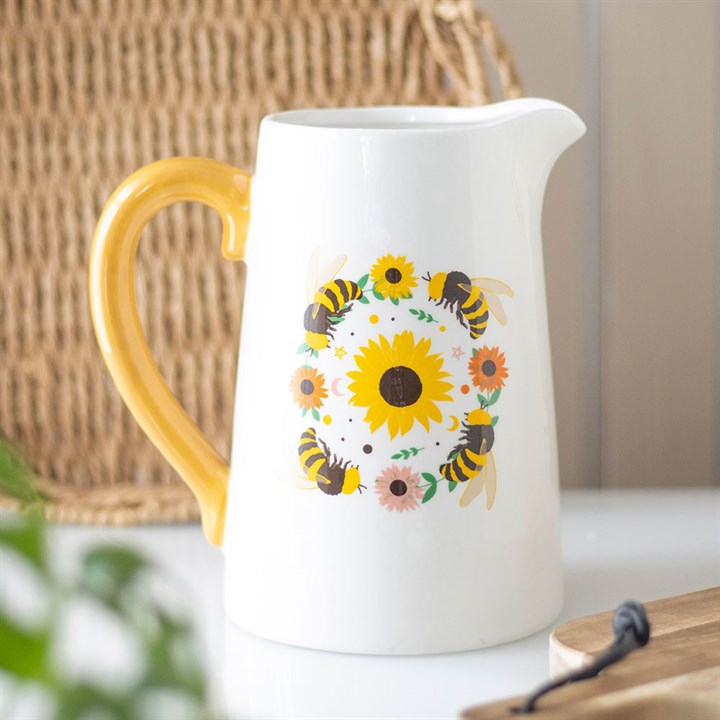 Something Different Bee Radiant Summer Bee & Sunflower Jug Shaped Ceramic Flower Vase