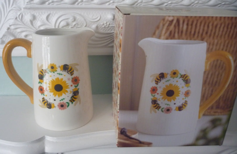 Something Different Bee Radiant Summer Bee & Sunflower Jug Shaped Ceramic Flower Vase