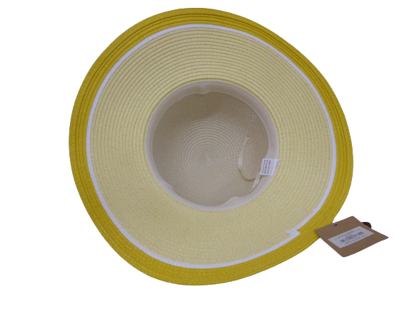Black Ginger Wide Brim Sun Hat Foldable Roll Up + Travel Bag - Lemon Slice