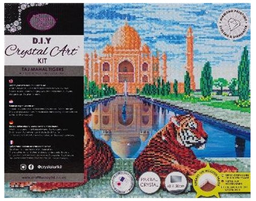Taj Mahal Tigers Crystal Art Canvas Kit | 40 x 50cm | Craft Buddy