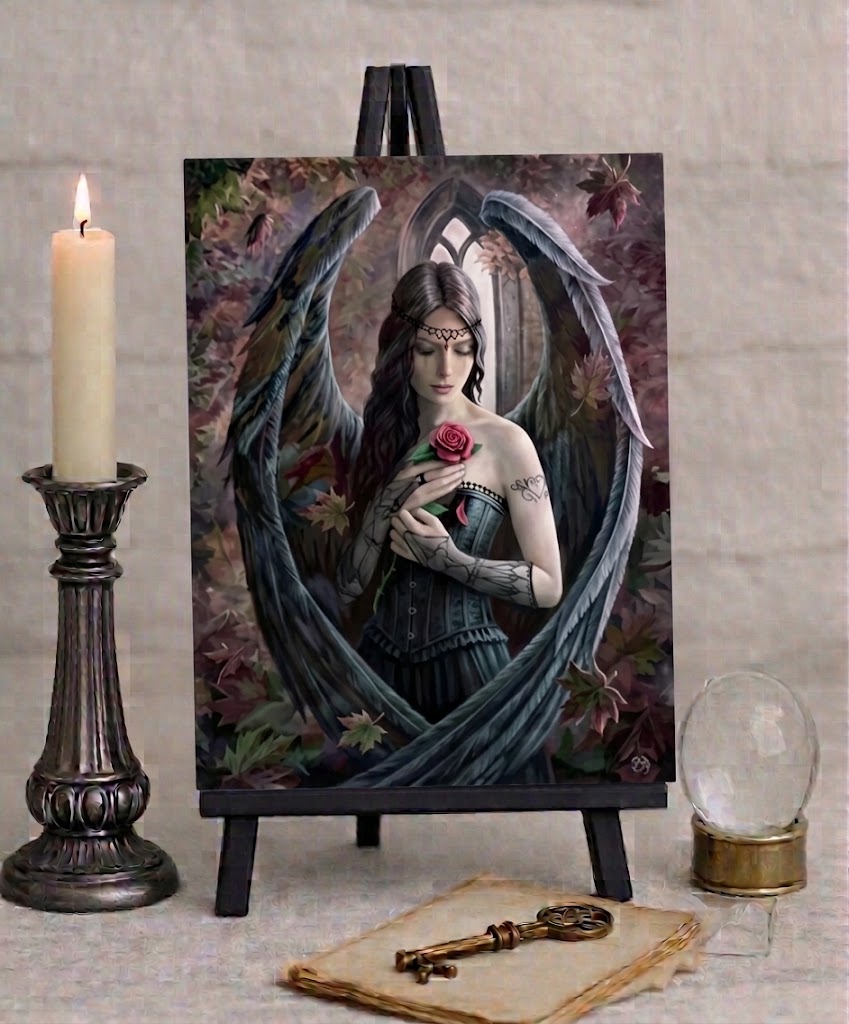 Anne Stokes Angel Rose Gothic Canvas Box Frame Wall Art 19 x 25cm