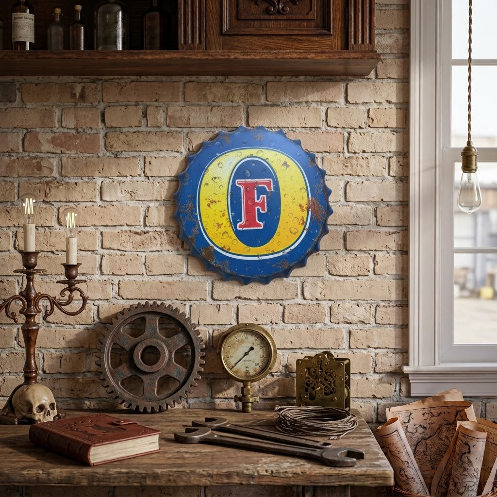 Fosters Vintage Retro Metal Bottle Top Wall Sign