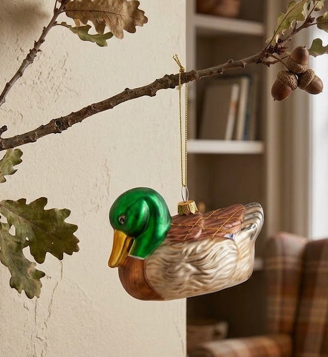 Sass & Belle Mallard Duck 3D Glass Christmas Bauble