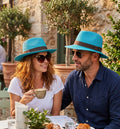 Black Ginger Panama Hat Foldable Roll Up + Travel Bag - Royal Blue