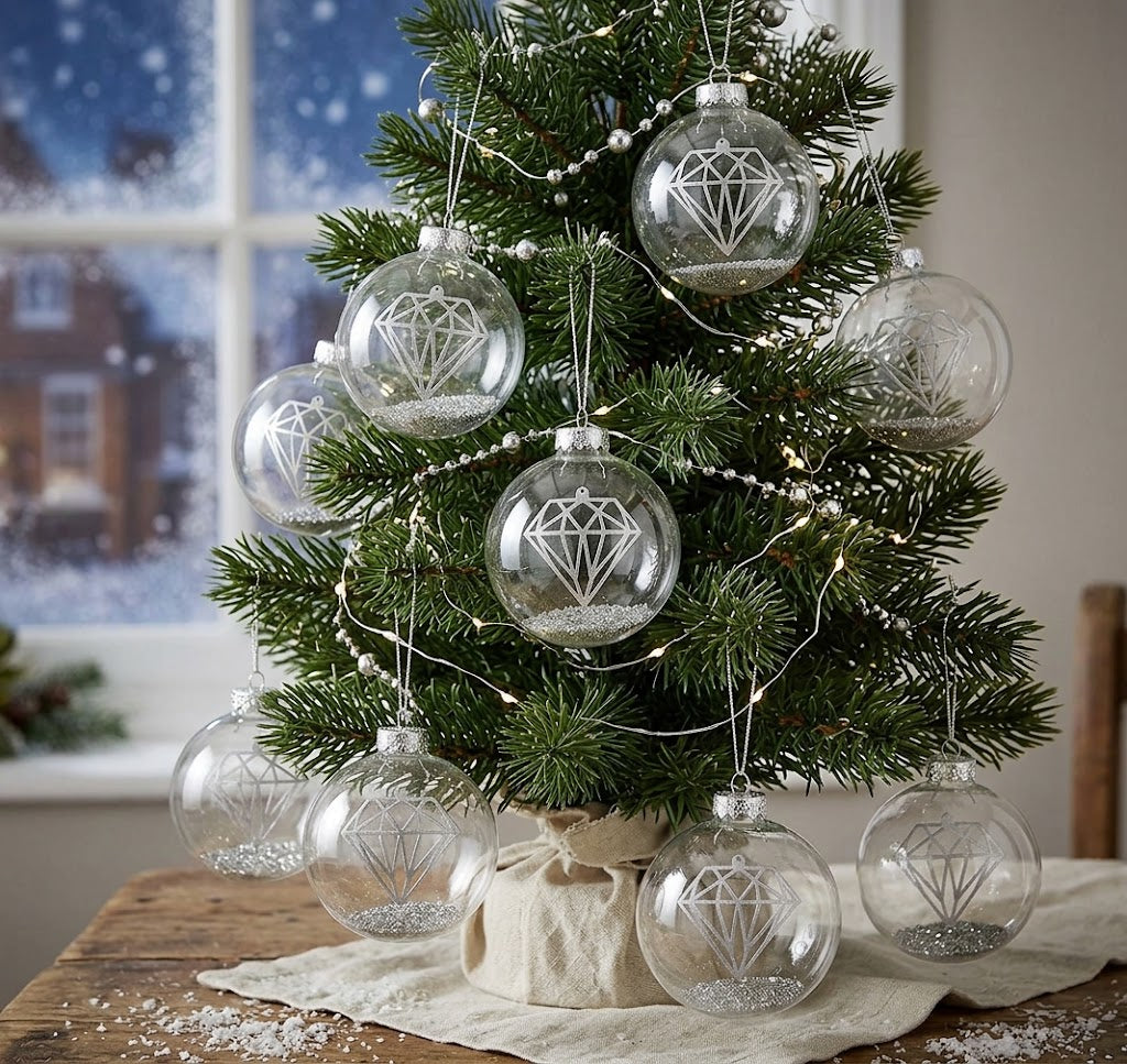 Sass & Belle Shine Bright Floating Diamond Christmas Baubles Set of 6