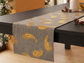 Black Ginger Grey and Gold Feather Table Runner 28 x 270cm