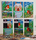 Craft Buddy Snowy House Robins Crystal Art Triptych Canvas Kit — Set of 3