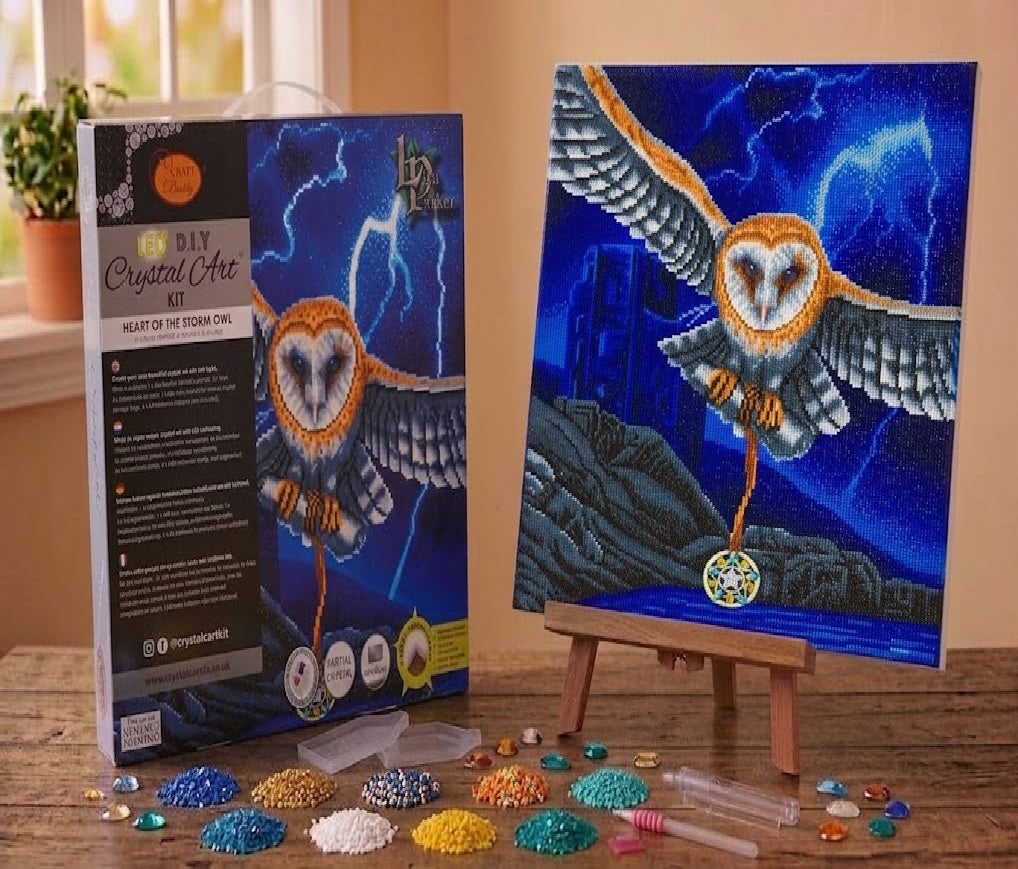 Craft Buddy Heart of the Storm Owl LED Light-Up Crystal Art Canvas Kit 40 x 50cm