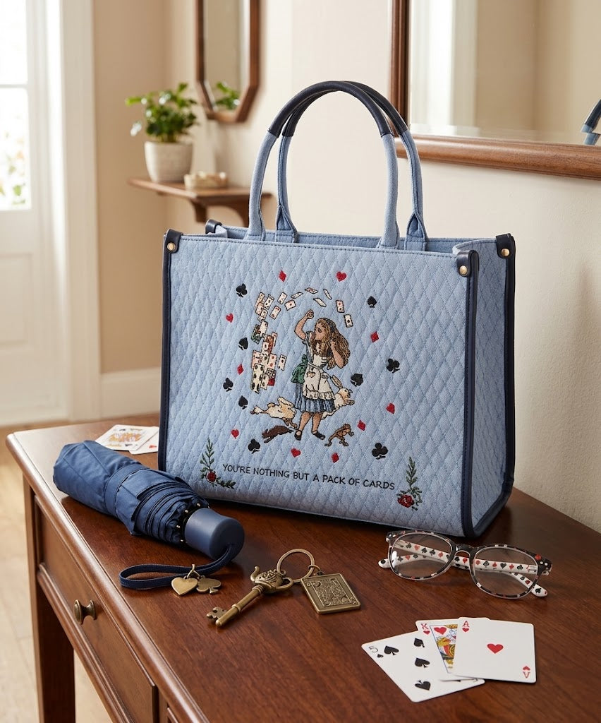 Signare Tapestry Convertible Grab & Shoulder Bag - Alice in Wonderland Nothing But Cards