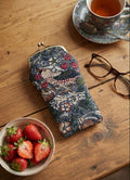Signare Tapestry Clasp Top Soft Glasses Case - Strawberry Thief Grey