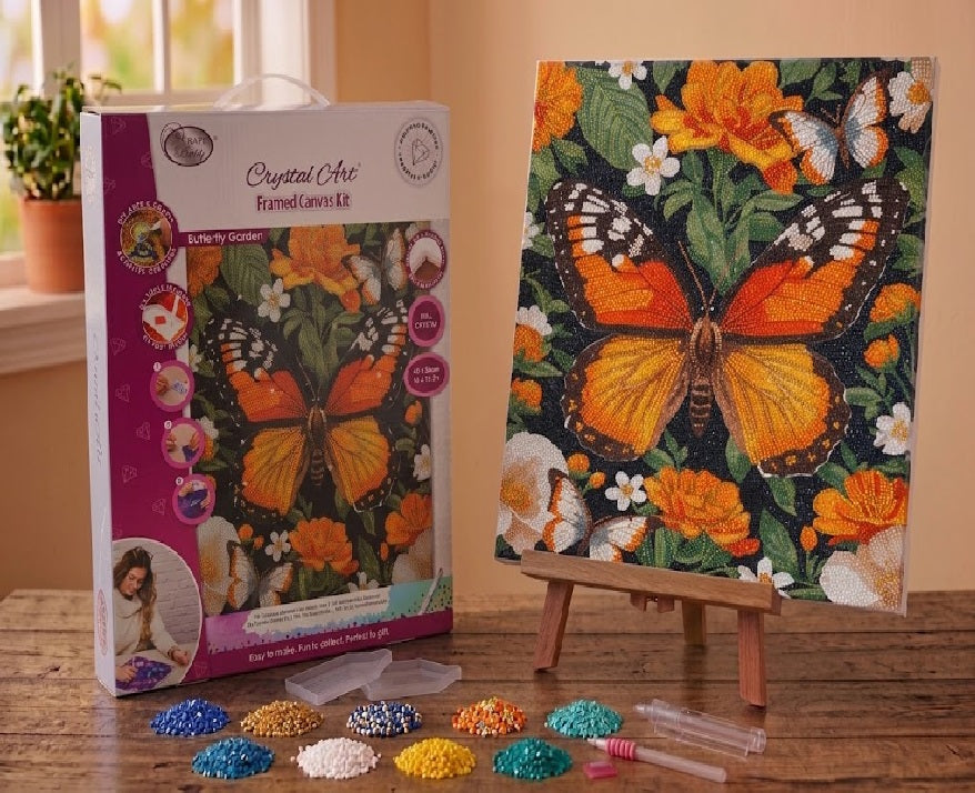 Craft Buddy Butterfly Garden Crystal Art Canvas Kit 40 x 50cm