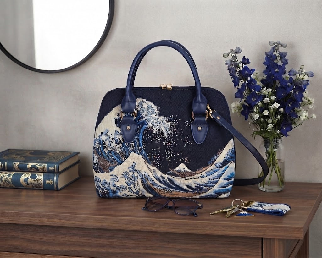 Signare Tapestry Convertible Grab & Shoulder Bag - The Great Wave