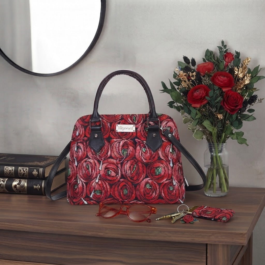 Signare Tapestry Convertible Grab & Shoulder Bag - Mackintosh Rose Teardrop