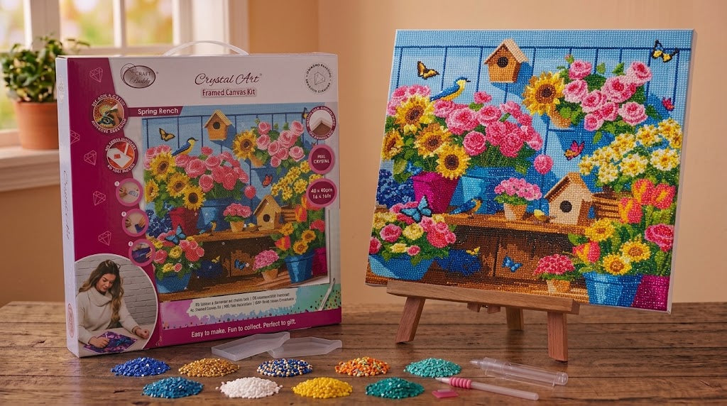 Craft Buddy Spring Bench Crystal Art Canvas Kit 40 x 40cm