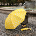 Fulton Curio Yellow Duck Print Compact Umbrella with Wooden Duck Head Handle