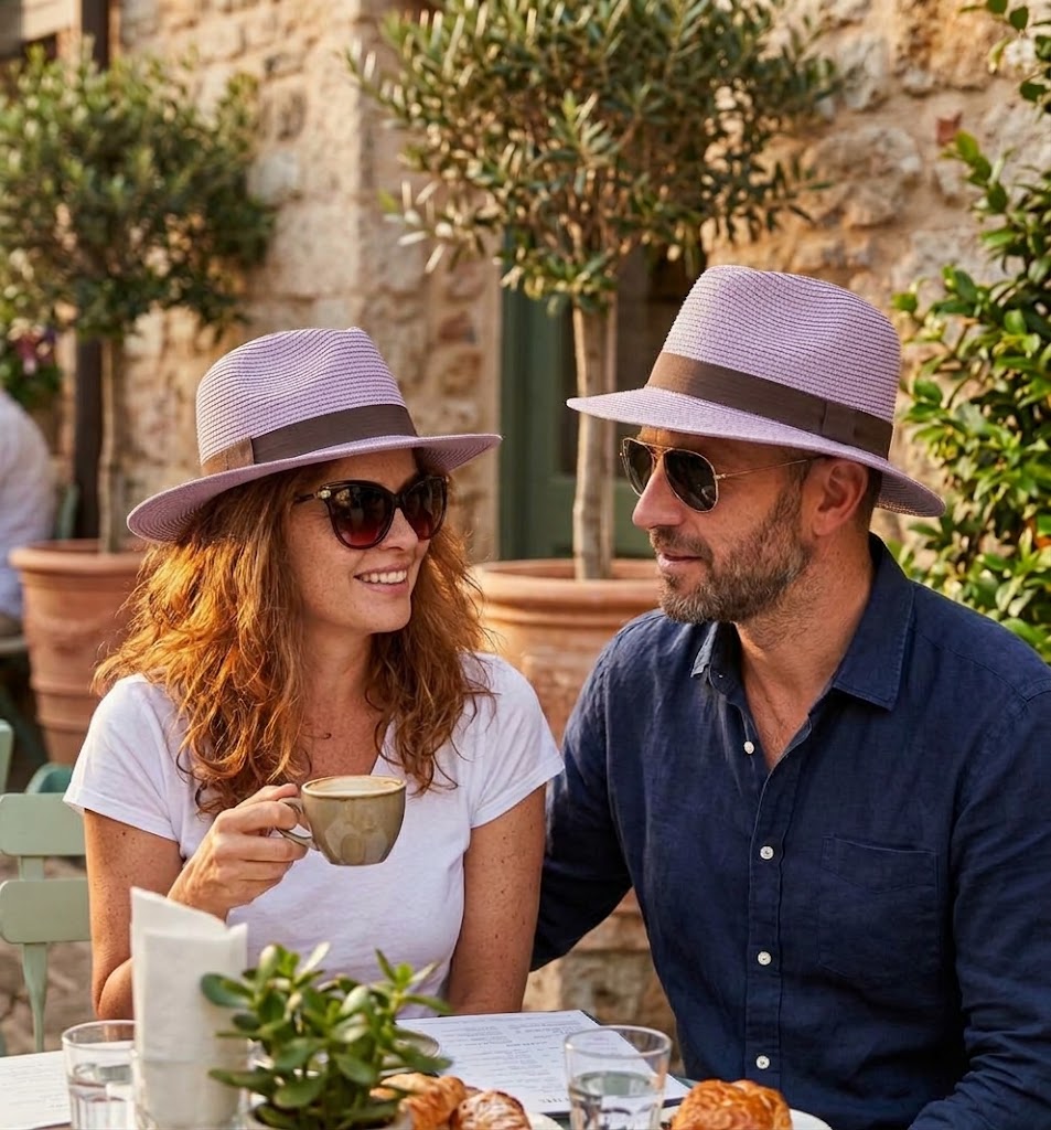 Black Ginger Panama Hat Foldable Roll Up + Travel Bag - Lavender Purple
