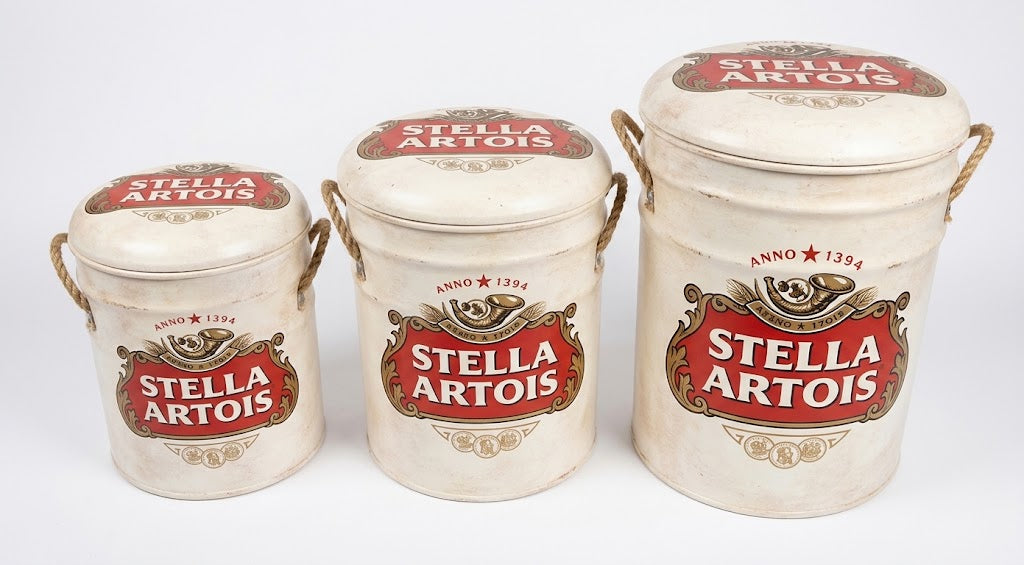 Kozzy Retro Design 2 in 1 Padded Storage Stool - Stella Artois Beer