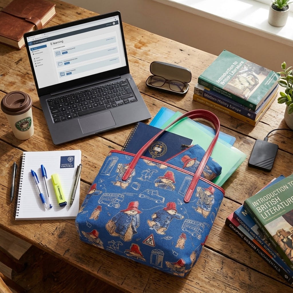 Signare Tapestry College Large Tote Bag - Paddington Bear Blue