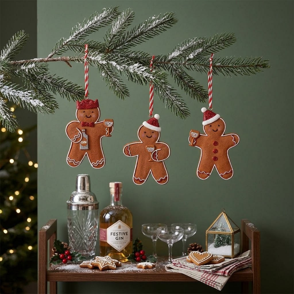 Sass & Belle Gin-Gerbread Men Christmas Decorations Set of 3