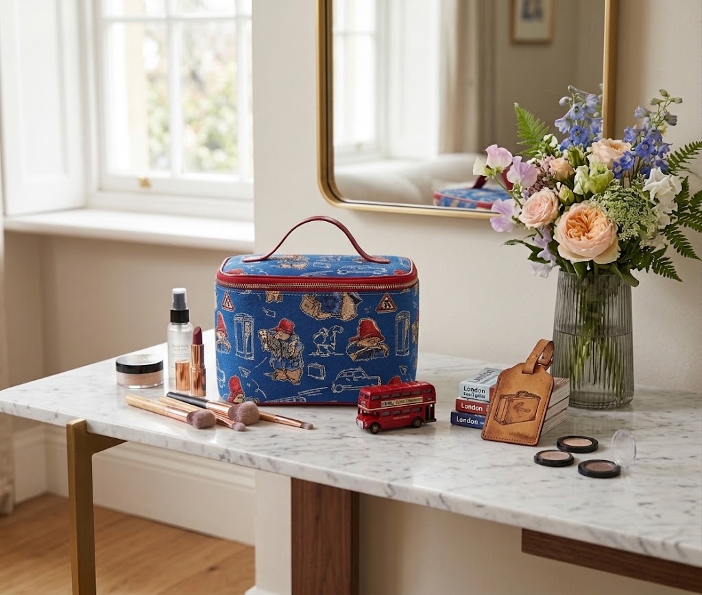 Signare Tapestry Vanity Cosmetic Bag - Paddington Bear Blue