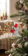 Sass & Belle Felt Gifting Mouse with Present Christmas Tree Hanging Decoration