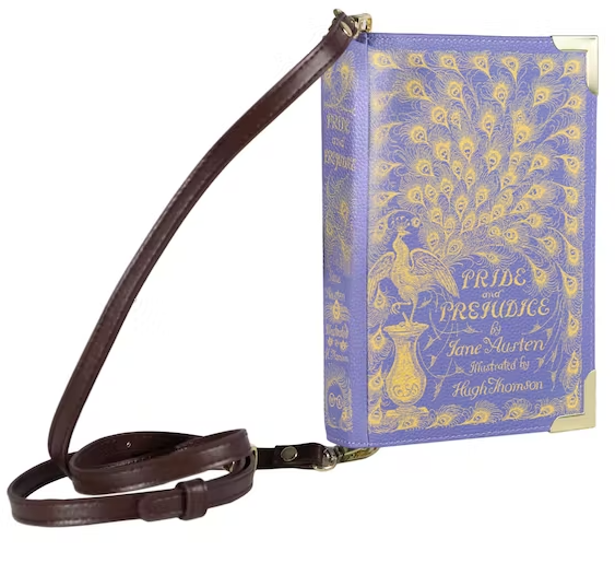 Well Read Book Large Cross Body Shoulder Bag - Jane Austen - Pride & Prejudice Purple