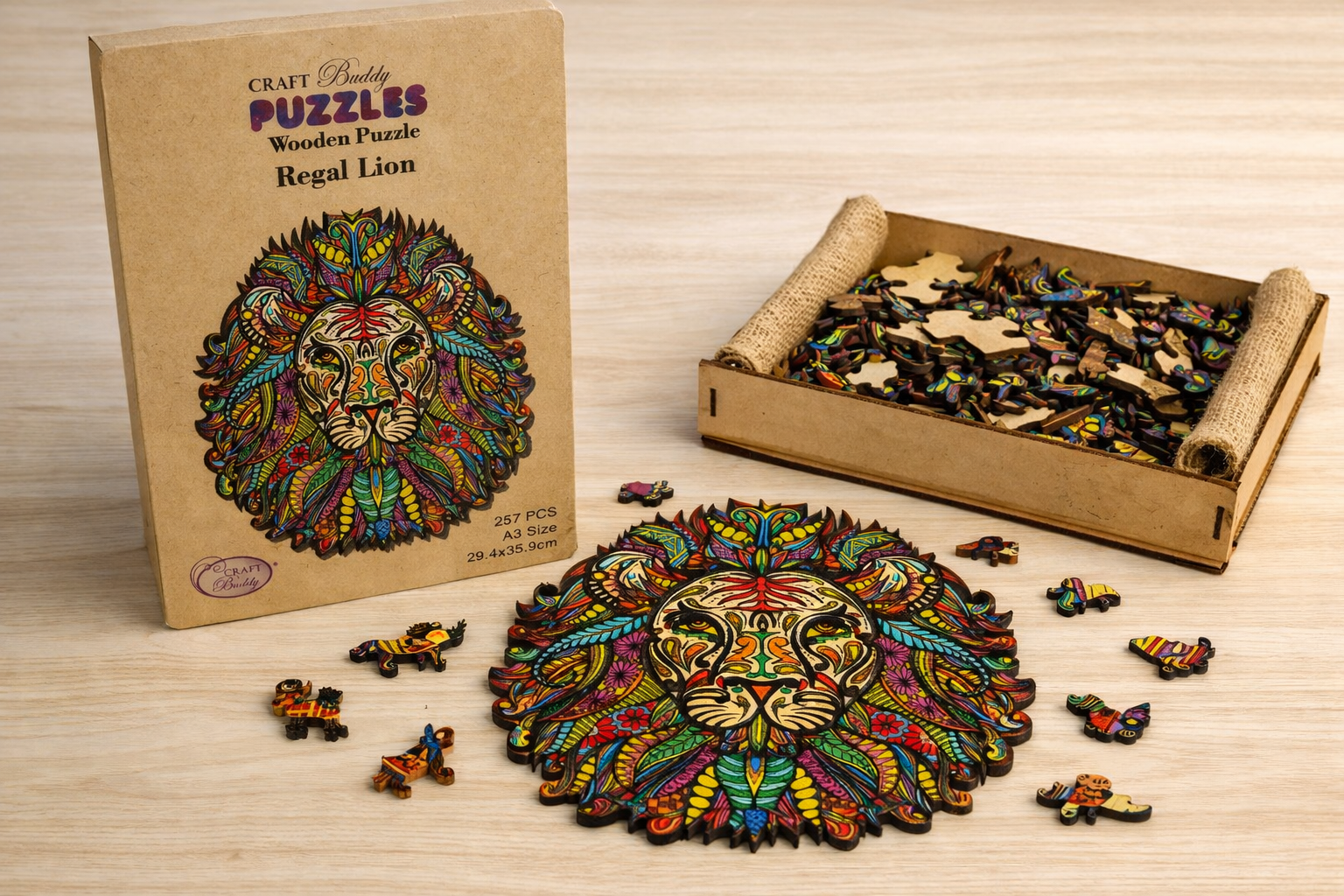 Craft Buddy Premium Wooden Jigsaw Puzzle | Lion | 257 Pieces