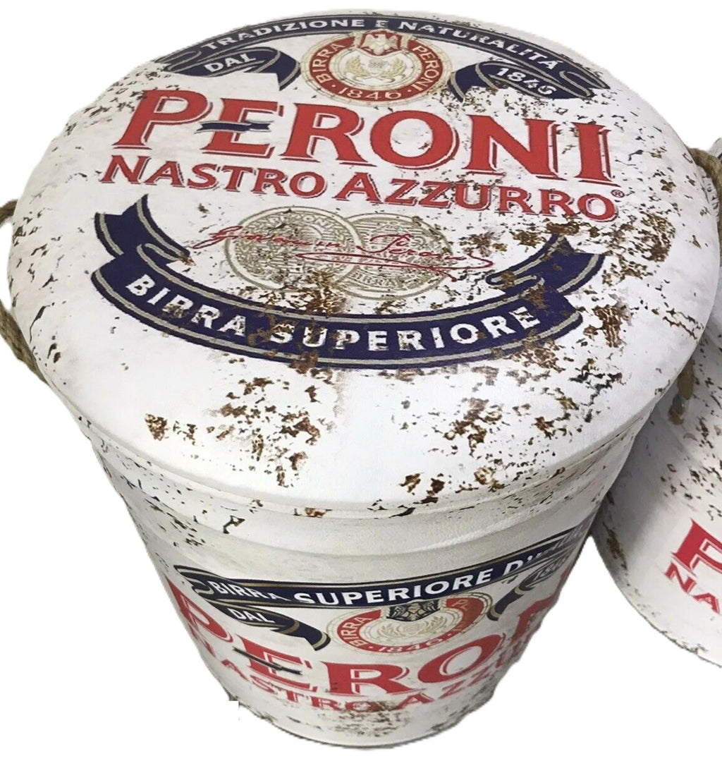 Kozzy Retro Design 2 in 1 Padded Storage Stool - Peroni Beer