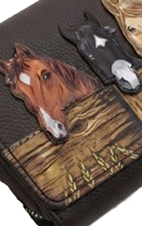 Mala Leather Stable Row Brown Compact Tri-Fold Purse