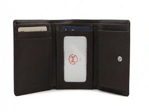 Mala Leather Stable Row Brown Compact Tri-Fold Purse