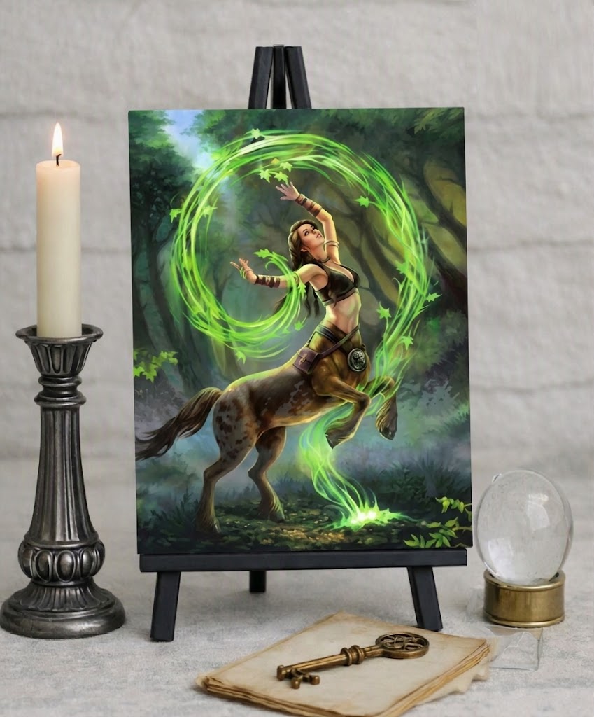 Anne Stokes Earth Element Sorceress Canvas Box Frame Wall Art 19 x 25cm